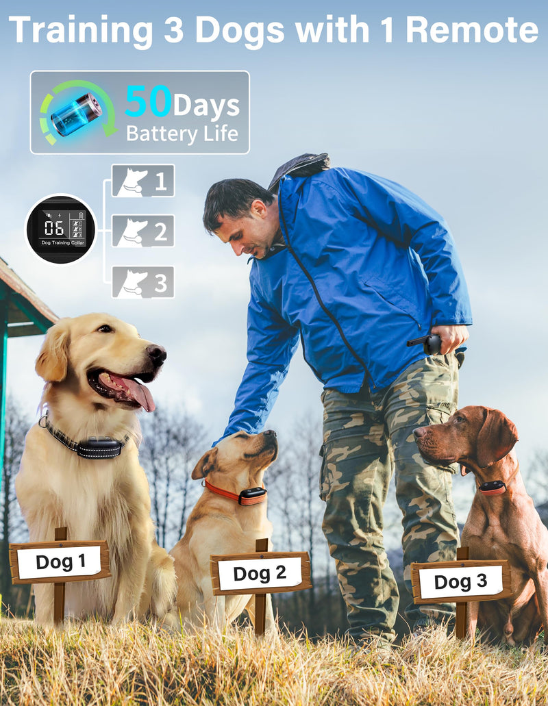 PaiPaitek Bark Activated Shock Collar with Remote - Automatic Bark and Training Collar Combo 3300ft Range, Bark Shock Collar for 40-150lbs Medium Large Dogs - IPX7 Waterproof Orange