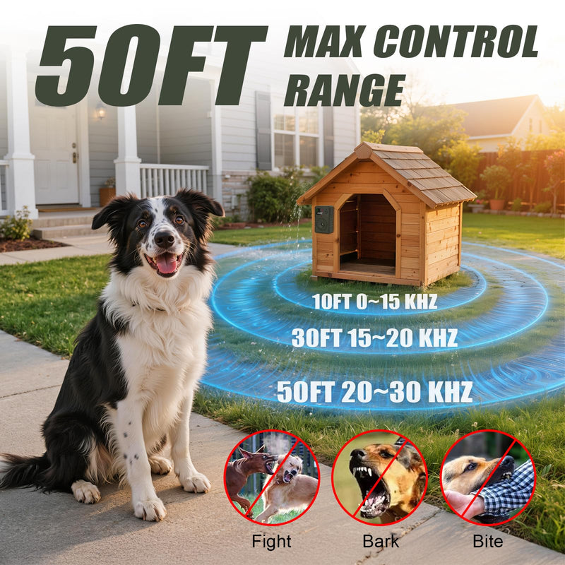 Dog Bark Deterrent Devices 2026 New Updated Anti Barking Device for Dogs Automatic Ultrasonic Bark Box with LED Screen, 50ft Range Wall-Mountable, Rechargeable Dog Silencer for Indoor Outdoor