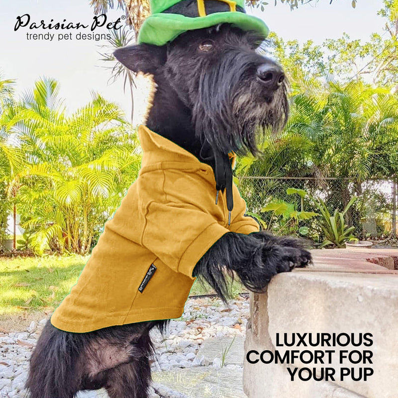 Parisian Pet Dog Polo Shirts - Breathable Cotton Shirt - Solid Yellow, Summer Pullover - Button Up Collar Polo for Large Dogs XL Yellow Polo - PawsPlanet Australia