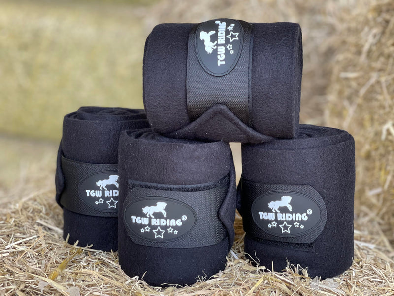 Horse Polo Leg Wraps, Horse Leg Wraps, Horse Fleece Bandages,4-Pack Black