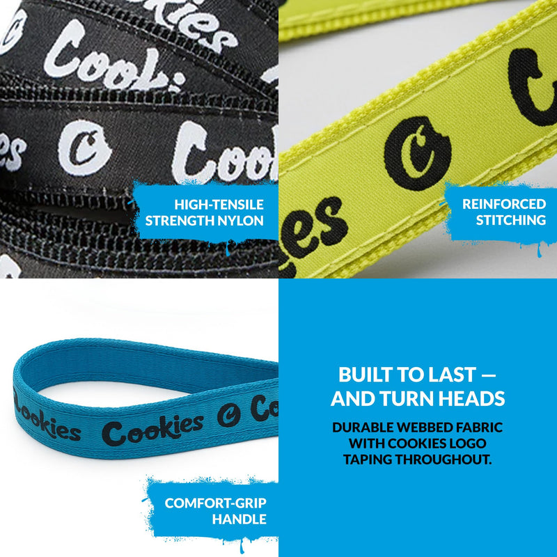 Cookies Original Logo Dog Leash & Collar Set – Adjustable Collar with Leash for Small Dogs, Heavy-Duty Metal Clip, Comfortable Fit, Stylish Dog Accessories for Walking & Training – Black, Small