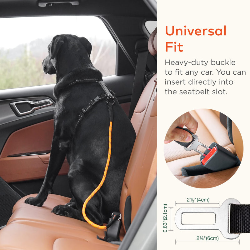 ARCA PET Safety Seat Belt | Universal Dog Seatbelt | Durable Reflective Car Seatbelt for Dogs with Clip Hook Latch, Buckle and Alloy Carabiner- Safe and Secure Pet Safety Restraint for Car Seat Buckle Orange - PawsPlanet Australia