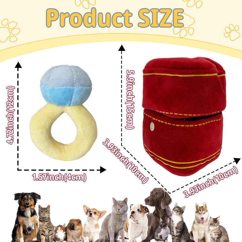 Valentines Day Gifts Plush Ring Box, Dog Wedding Engagement Toy Love Ring Box Plush Diamond Oversized Funny Toy for Couple Engagement Wedding Marriage - PawsPlanet Australia