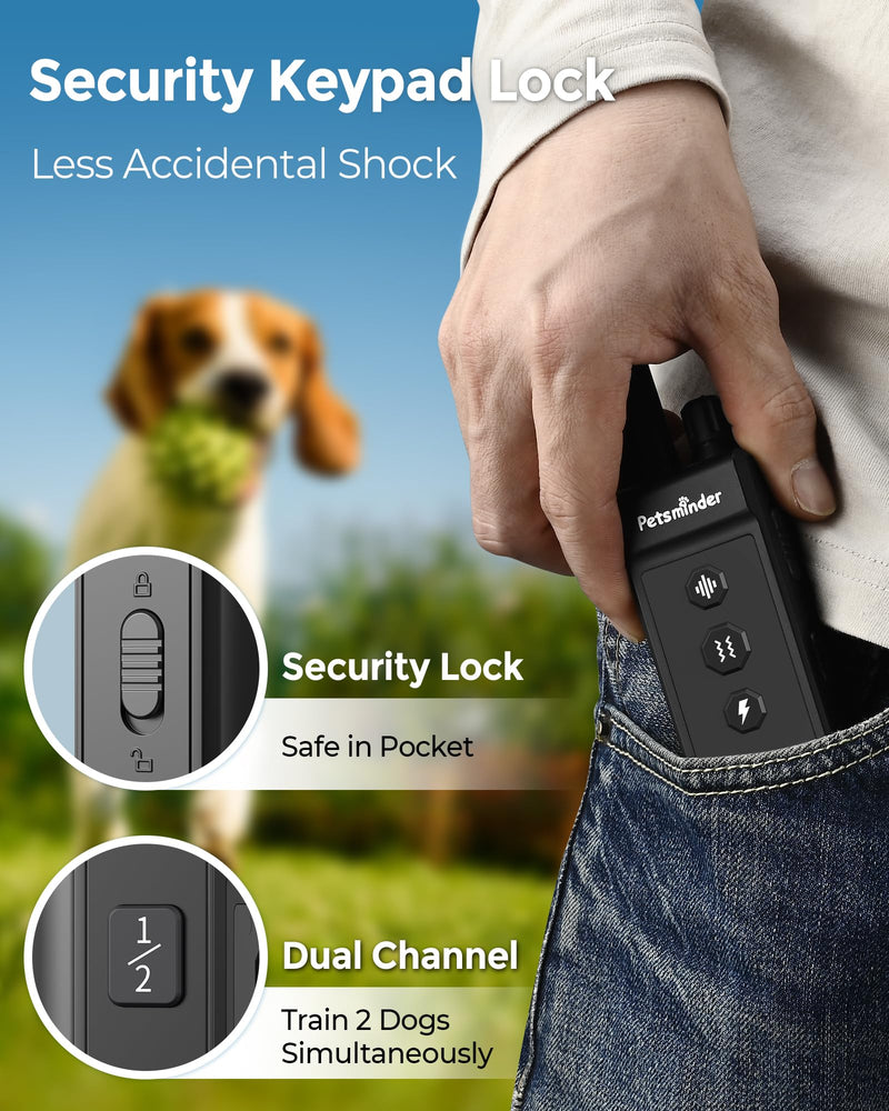 Dog Shock Collar, 4000FT Rechargeable Dog Training Collar with Remote IP67 Waterproof, Adjustable Beep/Vibration/Shock Modes, 5 Training Modes for All Breeds, Sizes (10-150lbs) for 1 dog - PawsPlanet Australia