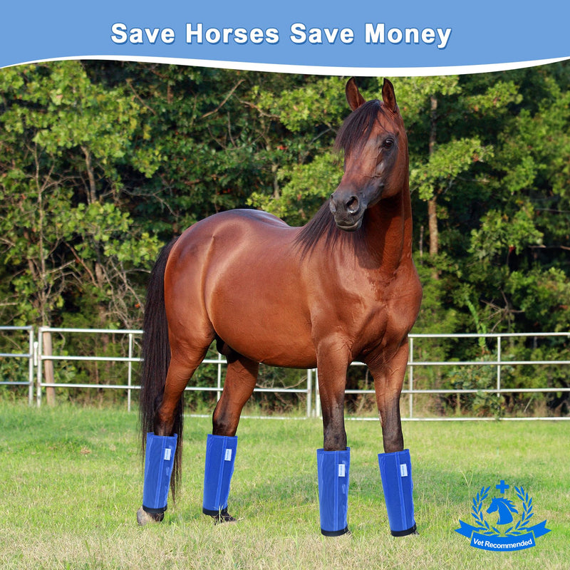 Horse Fly Boots Set of 4, Fly Boots for Horses, Leggings for Horses, Reduce-Stomping, Breathable Mesh, Loose Fitting, Stay Up Not Sag, No Rub Blue