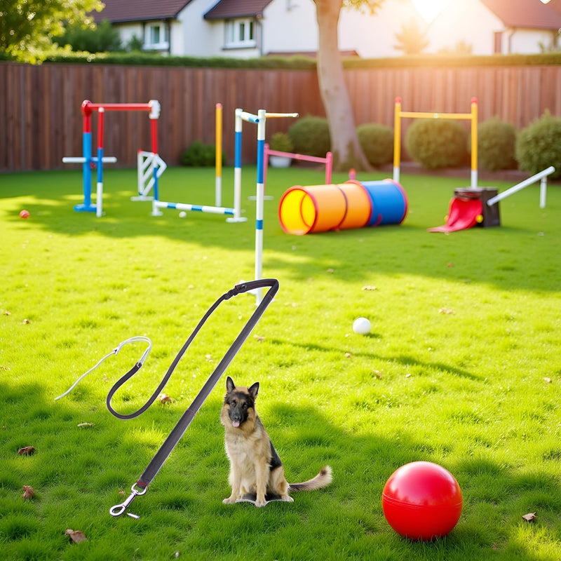 Pssopp Cowhide Dog Agitation Whip, Dog Teaser Wand Dogs Training Whip Outdoor Playing for Pulling Chasing Chewing Teasing Training - PawsPlanet Australia