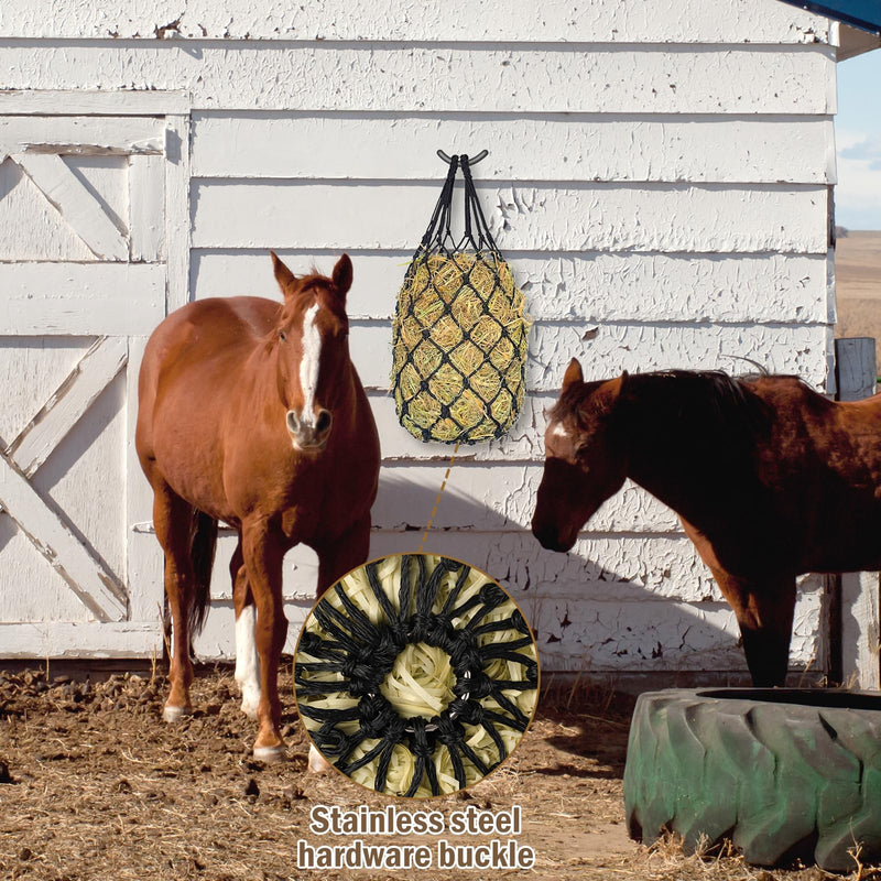 Slow Feed Hay Nets for Horses 2PCS, 42" Length with 2" Holes Hay Nets Holds 3-5 Flakes, Chew-Resistant Polyester Fiber Material - PawsPlanet Australia