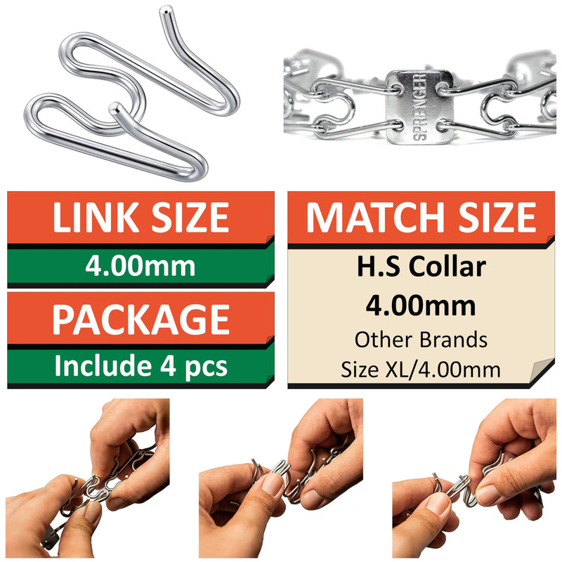 Extra Links for Prong Collar, 4 Pack 4.00mm Stainless Steel Smooth Surface Links for Pinch Collar 4 pack links - PawsPlanet Australia