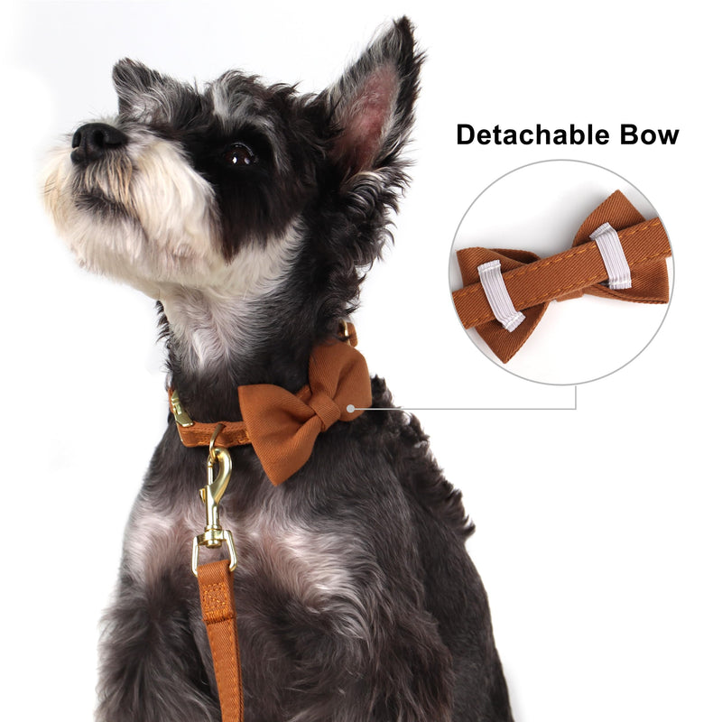 Beirui Cute Extra Small Dog Harness Set with Three Detachable Bows, Adjustable Step in Dog Harness Collar and Leash Set with Secure Metal Buckle for Daily Walking, Parties & Holiday Outfits(Brown,XS) XS: Fit 4-8lbs Brown - PawsPlanet Australia