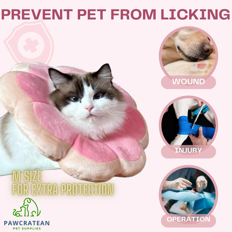 Adjustable Comfy Flower Style Elizabeth Collar for Cats Puppies Soft Recovery Cone Pet Protective Neck Collar (Pink, Small) Pink