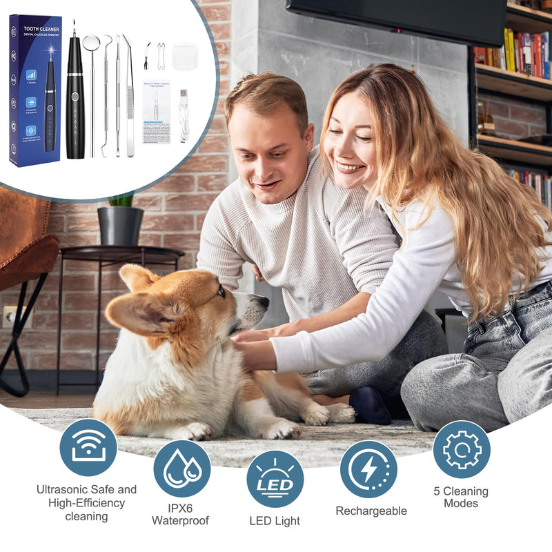 Upgraded Dog Plaque Remover for Teeth, Electric Pet Teeth Cleaning Kit, USB Charging Dog Tooth Brushing Kit, 5 Modes, IPX6 Waterproof Pet Ultrasonic Toothbrush Cleaner for Dogs Cats - PawsPlanet Australia