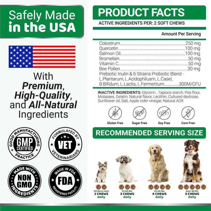 YUMA'S Dog Allergy Relief Chews - Dog Itching Skin Relief Treatment Pills - 170 Treats - Anti-Itch for Dogs - Itchy and Paw Licking - Dry Skin & Hot Spots - Omega 3 Fish Oil - Skin & Coat Supplement 170 Chews Brown