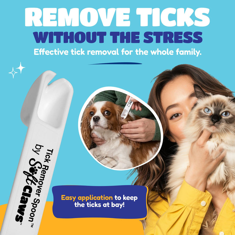 Soft Claws Tick Remover Spoon for Whole Family, Pack of 3 – Gentle Spoon Design & Easy Grip Tick Removal Tool for Humans, Dogs & Cats, Pet Grooming Essential, Compact & Travel-Friendly