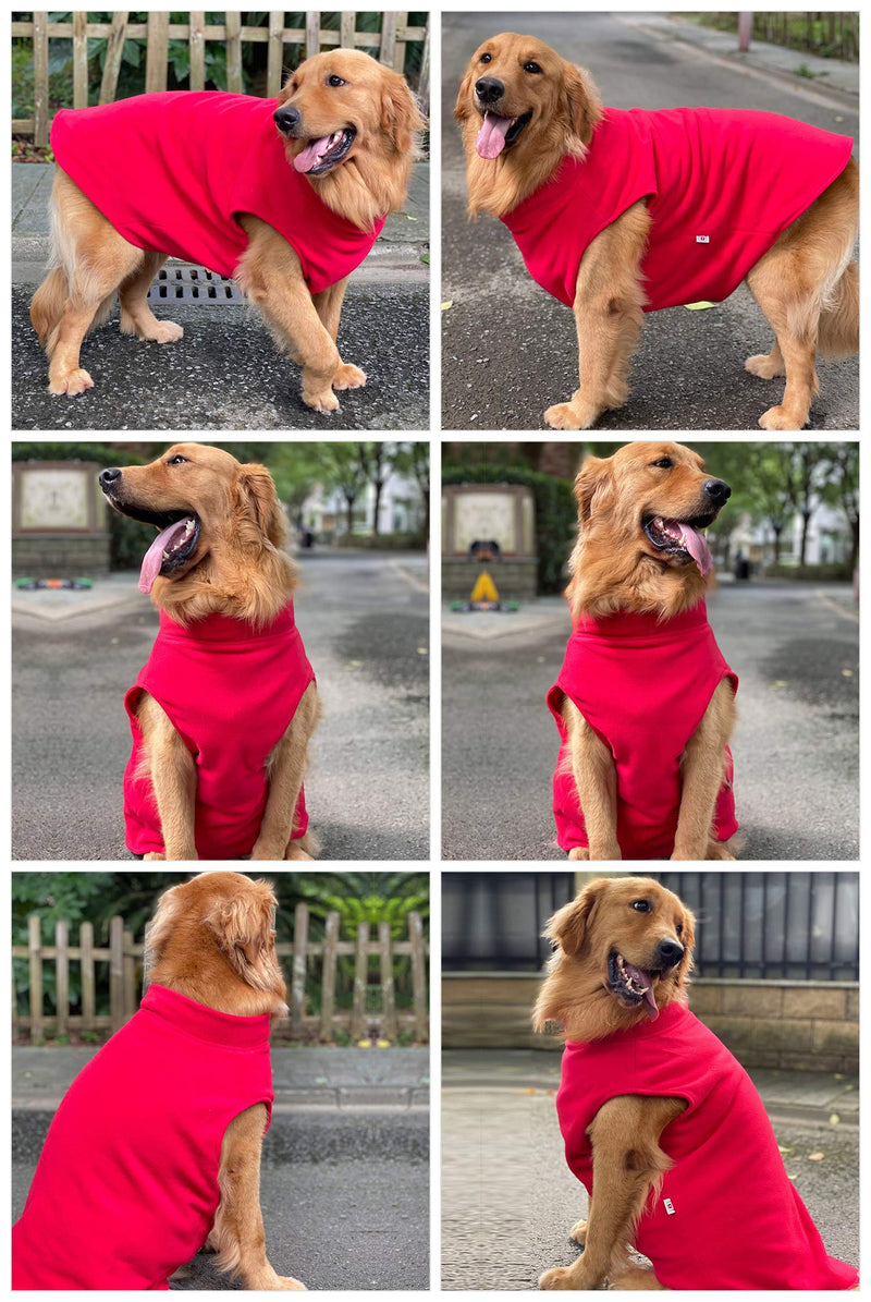Lovelonglong Dog Winter Vest Warm Breathable Dog Polar Fleece Vest Jacket, Lightweight Winter Coat with Leash Neck Hole for Small Medium Large Dogs XXXL (Large Dog -90lbs) Red - PawsPlanet Australia