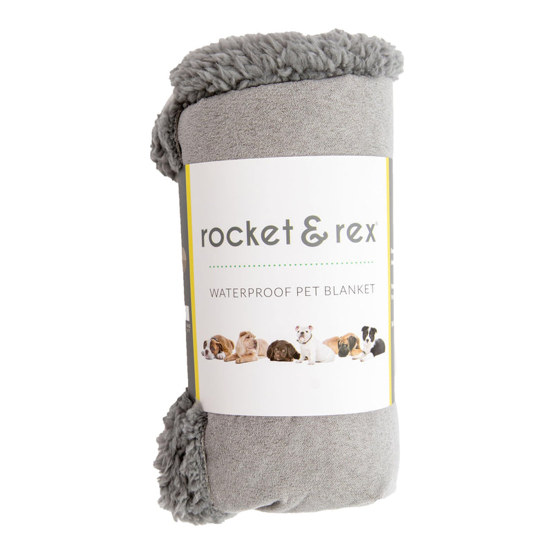 rocket & rex Medium Waterproof Dog Blanket, Grey, Washable Waterproof Pet Blanket Protects Beds, Couches & Other Furniture, Premium Fleece Fabric with Reversible Faux Suede, 30" x 40" (Pack of 1) 30 x 40" - PawsPlanet Australia
