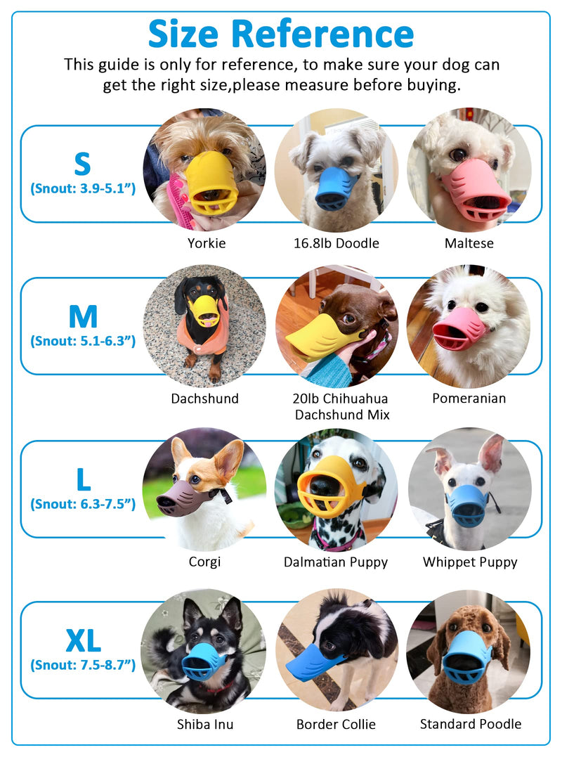 LUCKYPAW Dog Muzzle, Soft Duck Silicone Mouth Cover with Adjustable Strap for Small Medium Dogs, Best to Prevent Barking, Biting, and Chewing(Yellow,M) M Yellow - PawsPlanet Australia