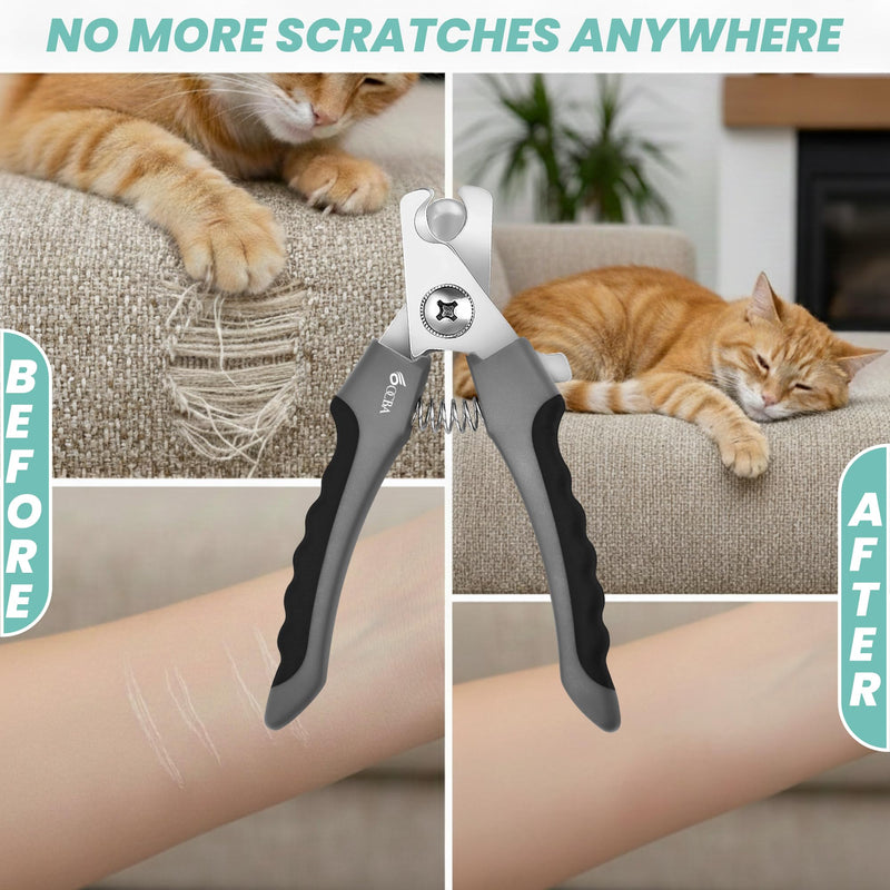 Dog Nails Clippers with Safety Lock & Nail File Professional Dog Clippers Suitable for All Sized Breeds Protection Guard to Prevent Over Cutting Suitable for Cats Rabbits (Gray Black, Large) Gray Black - PawsPlanet Australia