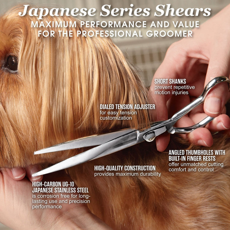 Master Grooming Tools 5900 Series Japanese Stainless Steel Shears — High-Performance Shears for Grooming Dogs - 46-Tooth Thinning Shears, Eye/Ear, 4½" - PawsPlanet Australia