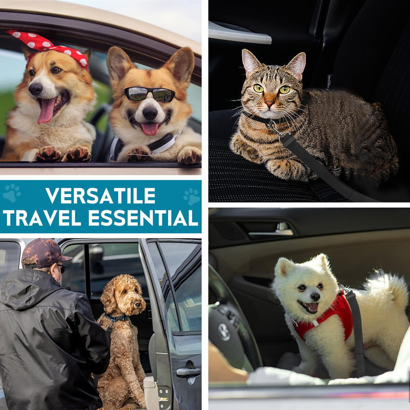 Adjustable Dog Seat Belt for Car, 2 Pack Pet Safety Belts for Vehicles, Heavy-Duty Nylon Puppy Harness Seatbelt Leash for Driving, Universal Fit Seatbelts for Pets in SUV, Truck, Travel, Black - PawsPlanet Australia