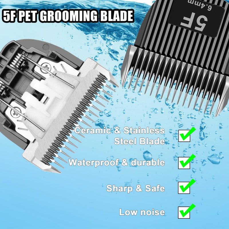 2 Pack Dog Grooming Replacement Blades Compatible with ONEISALL Dog Low Noise Dog Clipper & Dog Hair Vacuum clipper,Made of Stainless Steel Pet Clipper Blade (Size 5F 1/4”(6.3mm)) Size 5F 1/4”(6.3mm) - PawsPlanet Australia