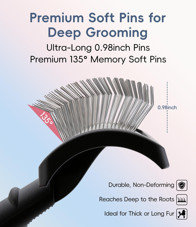 Fenice Peak Premium Dog Slicker Brush for Thick Fur, Ultra-Long 0.98" Pins, 135° Memory Soft Pins, Comfortable Non-Slip Handle, Ideal for Goldendoodle, Poodle & Labradoodle, Pink - PawsPlanet Australia