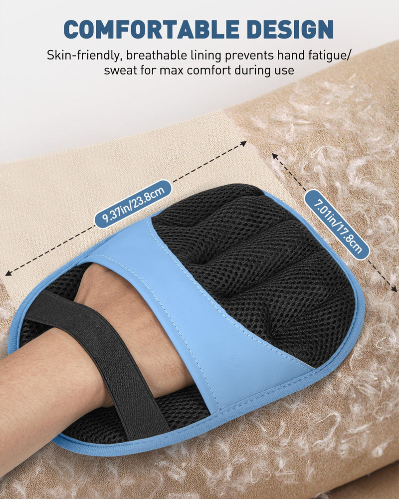 2 Pack Pet Hair Removal Glove - Electrostatic Magic Brush Gloves Pet Hair for Dogs and Cats, The Magic Brush Pure Path Yomi Pet Grooming Needs, Fur Remover for Furniture, Clothes, Car Seats (Blue) 2 Pcs Blue