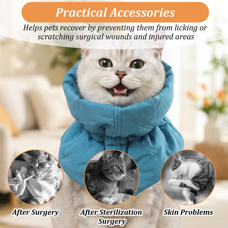 Cat Collar Lick Protection Cat - Soft Collar for Cats After Surgery, Adjustable Protection Against Licking & Scratching, for Cats and Small Dogs (Sky Blue, S) size - s