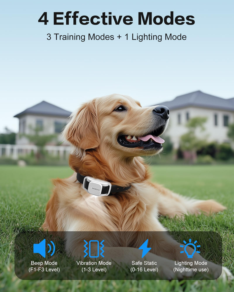 Jugbow Dog Training Collar - 4200FT Dog Collar with Remote for Small Medium Large Dogs, LED Light Electric Collar with Beep/Safe Static/Vibration Modes, IPX8 Waterproof Rechargeable E-Collar(Grey) Grey - PawsPlanet Australia