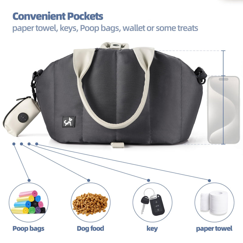 Sytopia Small Dog Carrier Purse, Portable Pet Carrier Tote Carrier with Pockets, Adjustable Safety Leash, Waterproof Dog Travel Bag, Travel Pets Purse up to 4 Lbs, Dark Grey Extra Small (XS) - PawsPlanet Australia