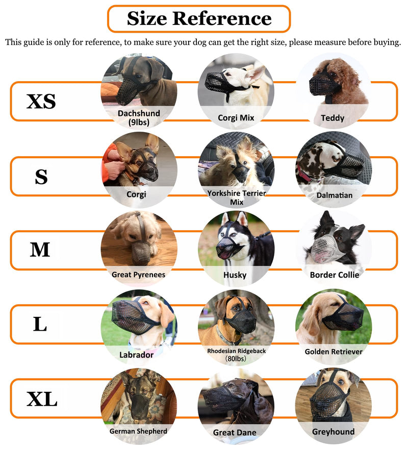 Crazy Felix Dog Muzzle, Soft Mesh Muzzle for Small Medium Large Dogs Labrador German Shepherd, Breathable Adjustable Muzzles for Biting, Chewing, and Scavenging, Allows Panting and Drinking(Black,S) Black S-(Snout Cir: 8.5-9.5”) - PawsPlanet Australia
