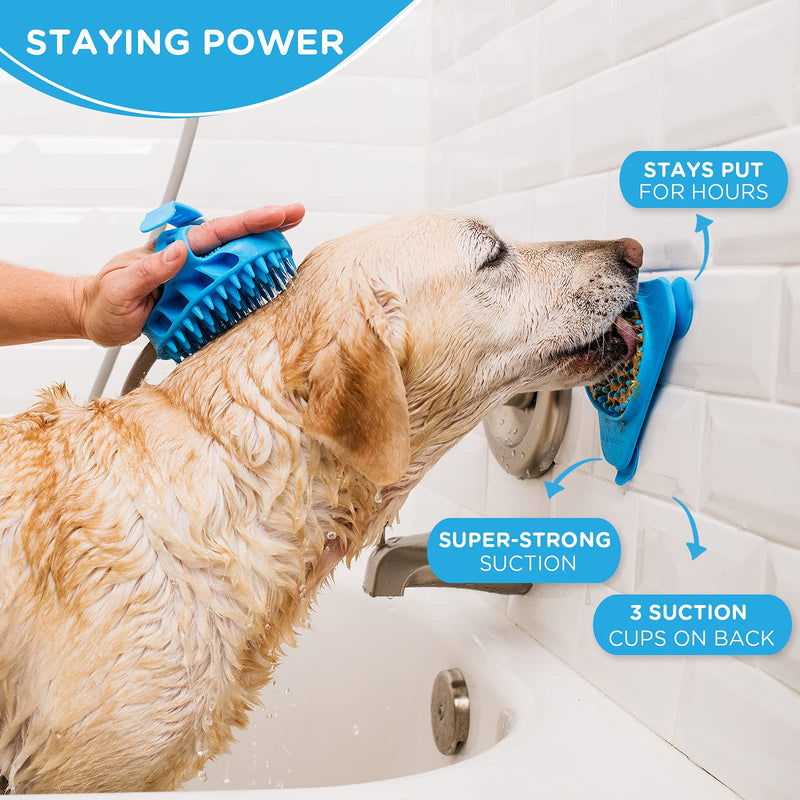 Aquapaw Premium Licking Mat for Dogs & Cats | Non-Slip Slow Feeding Mat for Food, Treats & Peanut Butter | Dog Anxiety Relief & Boredom Reducer with Suction Cups | Perfect for Bathing, Grooming - Blue Blue - 1 Pack - PawsPlanet Australia