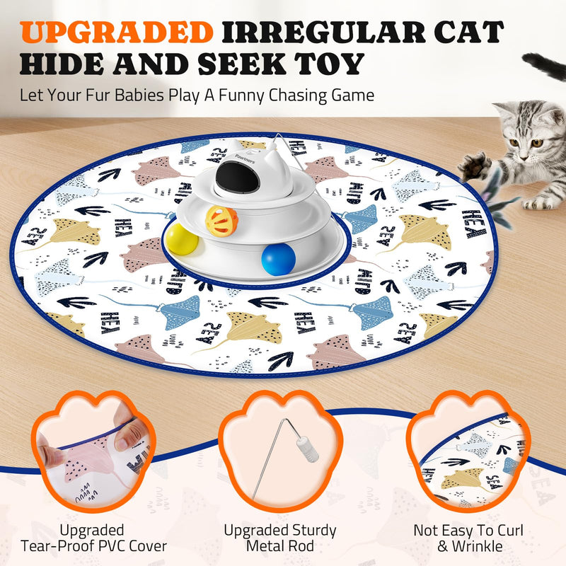 Interactive Cat Toy: 5 in 1 Automatic Cat Toy for Indoor Cats, Rechargeable Hide and Seek Toy with PVC Cover, Battery Operated Kitten Laser Toy, Self Play Fluttering Feather Wand with Track Ball - PawsPlanet Australia