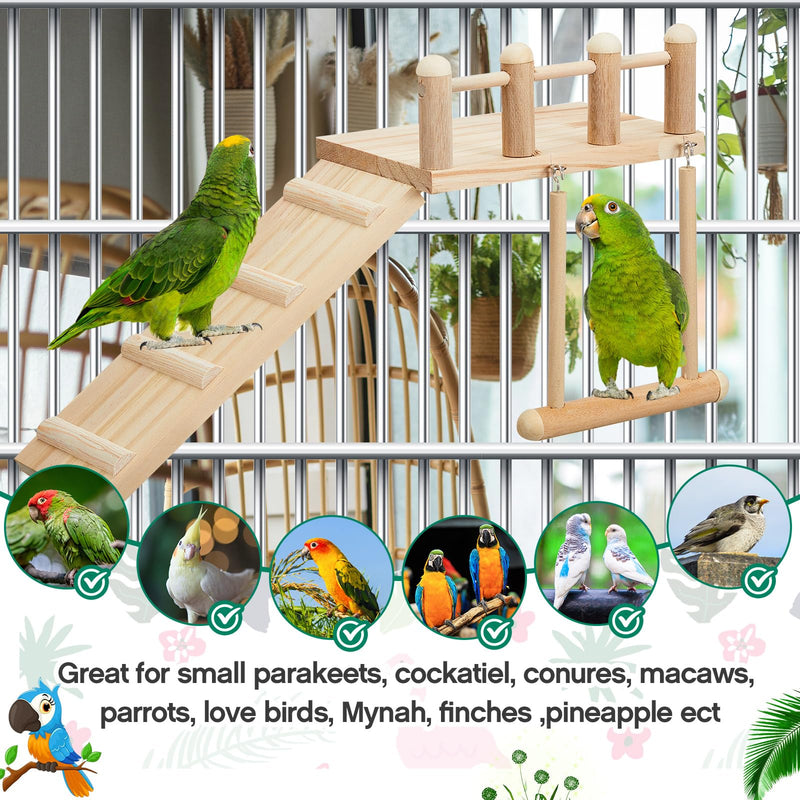 10 Pcs Parrot Swing Toys and Bird Perches Platform with Climbing Ladder Chewing Standing Hanging Parakeet Toys Bird Cage Accessories for Budgerigar Conure Cockatiel Love Birds and Finches - PawsPlanet Australia