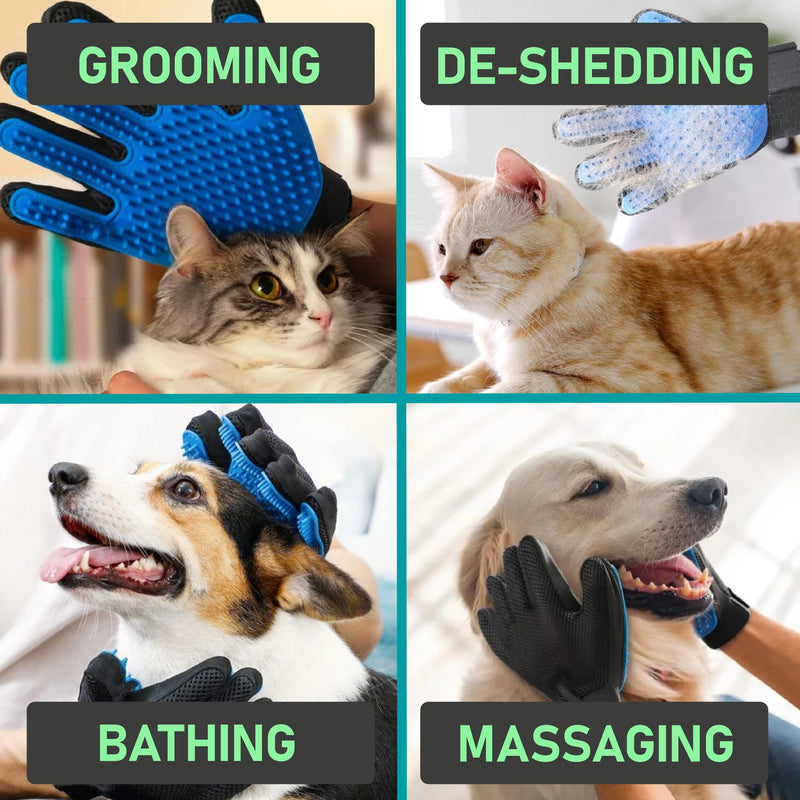 Maxpower Planet Pet Grooming Gloves for Dogs and Cats - Grooming Mitt for Dogs -Cat Gloves - Hair Removal Bruh - All Hair Types Blue - PawsPlanet Australia
