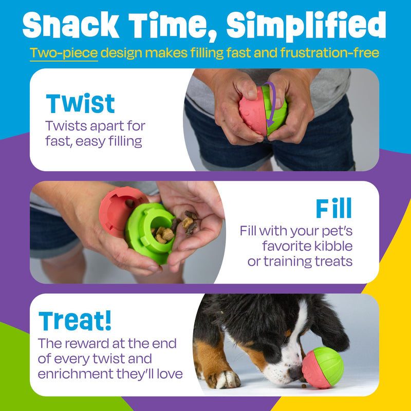 Brightkins Tough & Tumble 2-Piece Watermelon, Enrichment Puppy Essentials, Dog Birthday Treat Pouch Gifts, Training Dog Accessories, Slow Feeder Dispensing Container, Puzzle Feeder (Pack of 2) Pack of 2