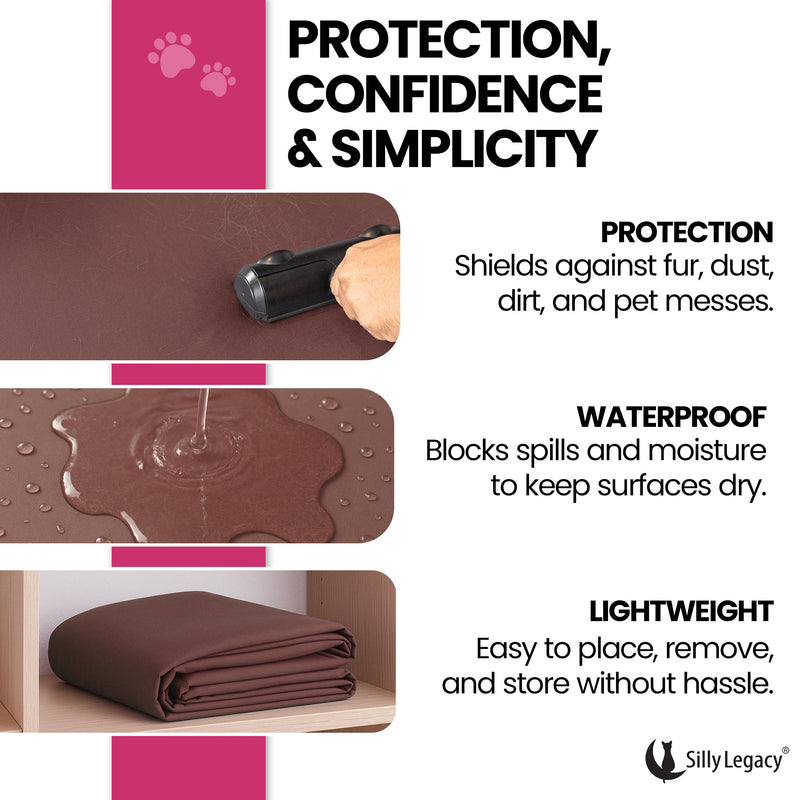 SILLY LEGACY Thin Reversible Waterproof Protective Cover or Liner for Bed or Couch (Twin Size, 90 x 55 inch), for Dogs and Cats, Babies; Incontinence, Dirt, Drool Twin 90 x 55 inch Brown - PawsPlanet Australia