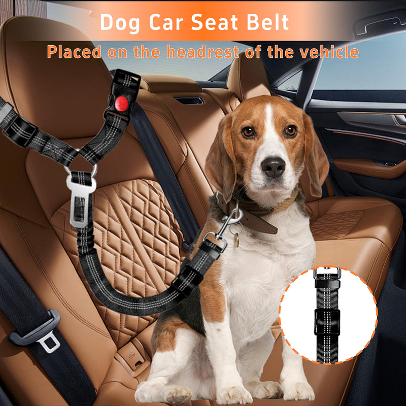 Dog Car Seat Belt for Car, 3 Piece Set Retractable Dog Car Harness Adjustable Reflective Dog Seatbelt for Vehicle Headrests, Dog Safety Restraint Seatbelt Heavy Duty& High Elastics, Black 01-2PCS Black - PawsPlanet Australia