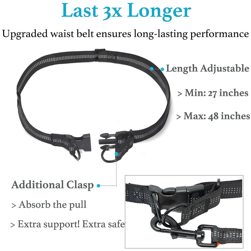 iYoShop Retractable Hands Free Dog Leash - Dual Handle Bungee Waist Leash for Small, Medium and Large Dogs (Small, 8-25 lbs, Black) - PawsPlanet Australia