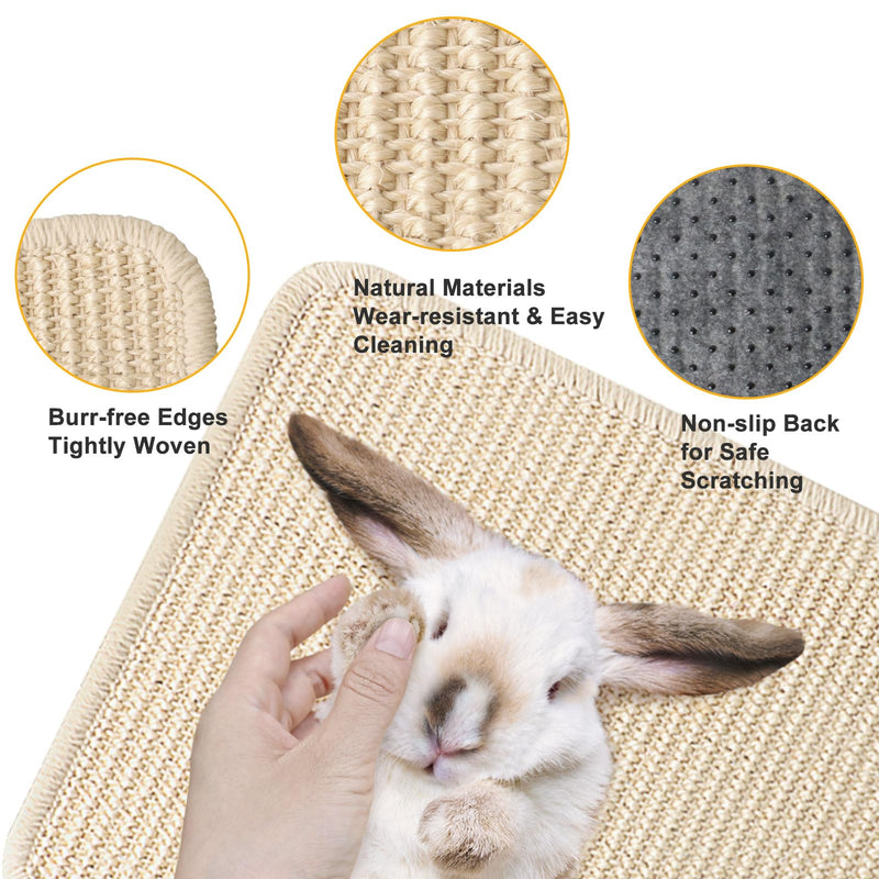 Bunny Scratching Pad for Rabbit: 2pcs Natural Sisal Mats for Small Animal,Claws & Teeth Care for Rabbit,Chew Toys for Grinding or Bedding for Sleeping Indoor