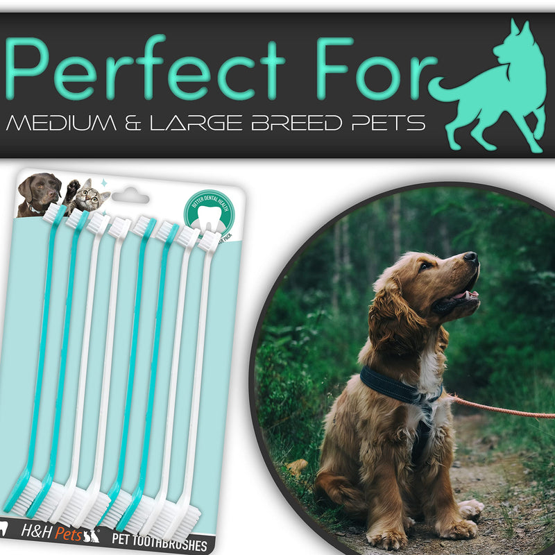 H&H Pets Dog Toothbrush Dual Headed Design Dental Toothbrushes for Small & Large Dogs, 4 or 8 Counts Pack 8 Count (Pack of 1) - PawsPlanet Australia