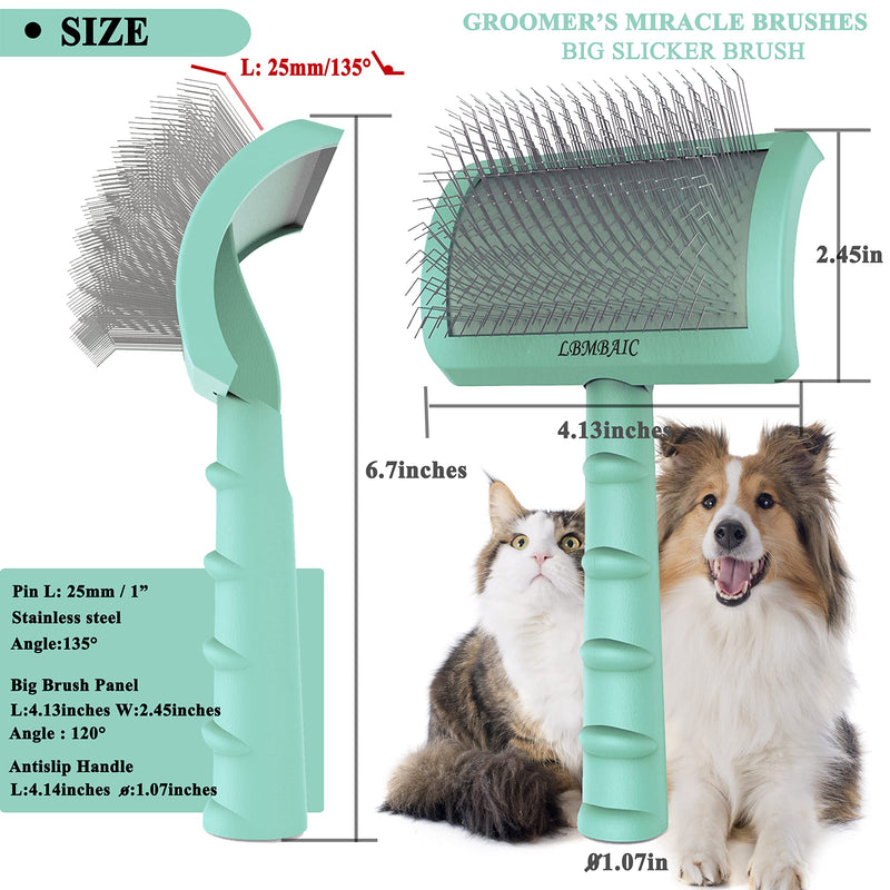 Slicker Brush For Dogs Fluffy with Extral Long Pin and 7.5inches Wide Tooth Metal Grooming Comb - PawsPlanet Australia