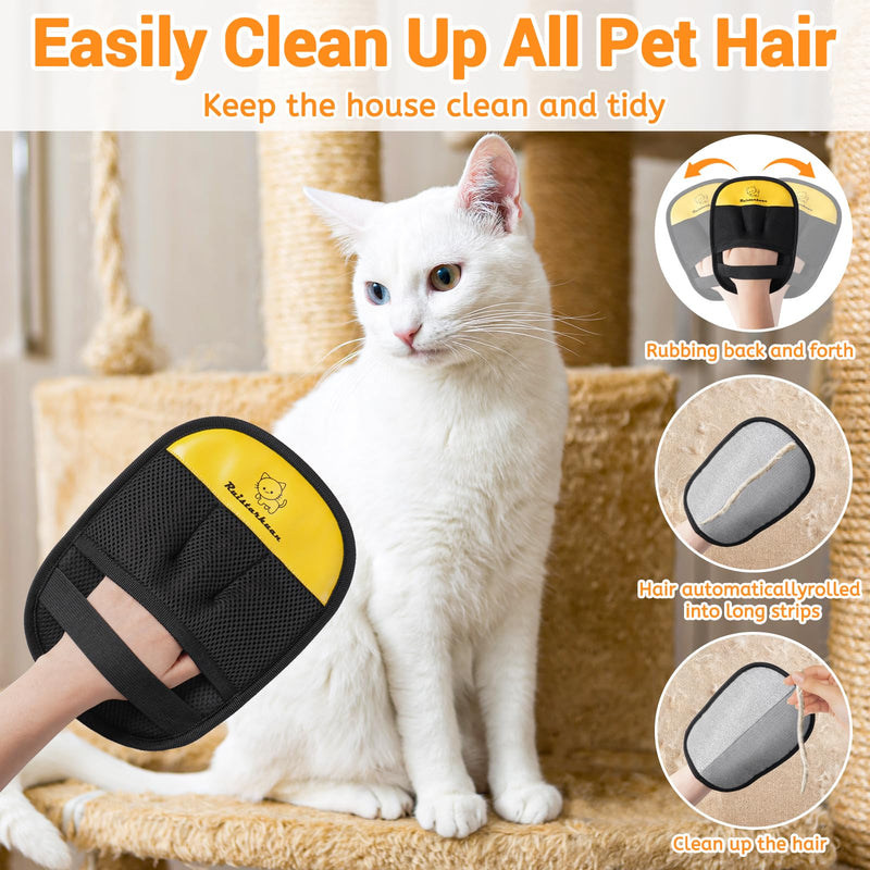 Pet Hair Removal Glove?2026 Newly Upgraded Reusable Magic Brush Pet Hair Remover Glove for Cats & Dogs?Pet Hair Remover Tool for Couch,Curtain, Clothing, Carpet, Car Seat (1Pcs) Black Yellow-1Pcs