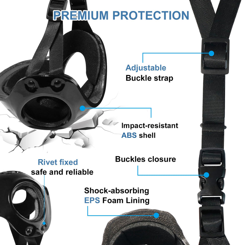 Dog Helmets for Small Dogs with Ear Holes, Hard Safety Pet Dog Hat for Puppy, Windproof Doggies Motorcycle Helmets for Outdoor Riding Hiking Cycling (Black, Small) - PawsPlanet Australia