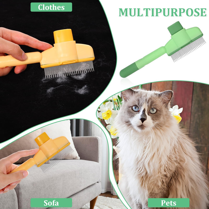 2 Pack Flea Comb for Cats Dogs Brush for Shedding with Release Button Fine Tooth Cat Combs for Grooming Pet Hair Removal Comb with Stainless Steel Teeth Self-Cleaning Pets Brush for Cat Dog Pet - PawsPlanet Australia