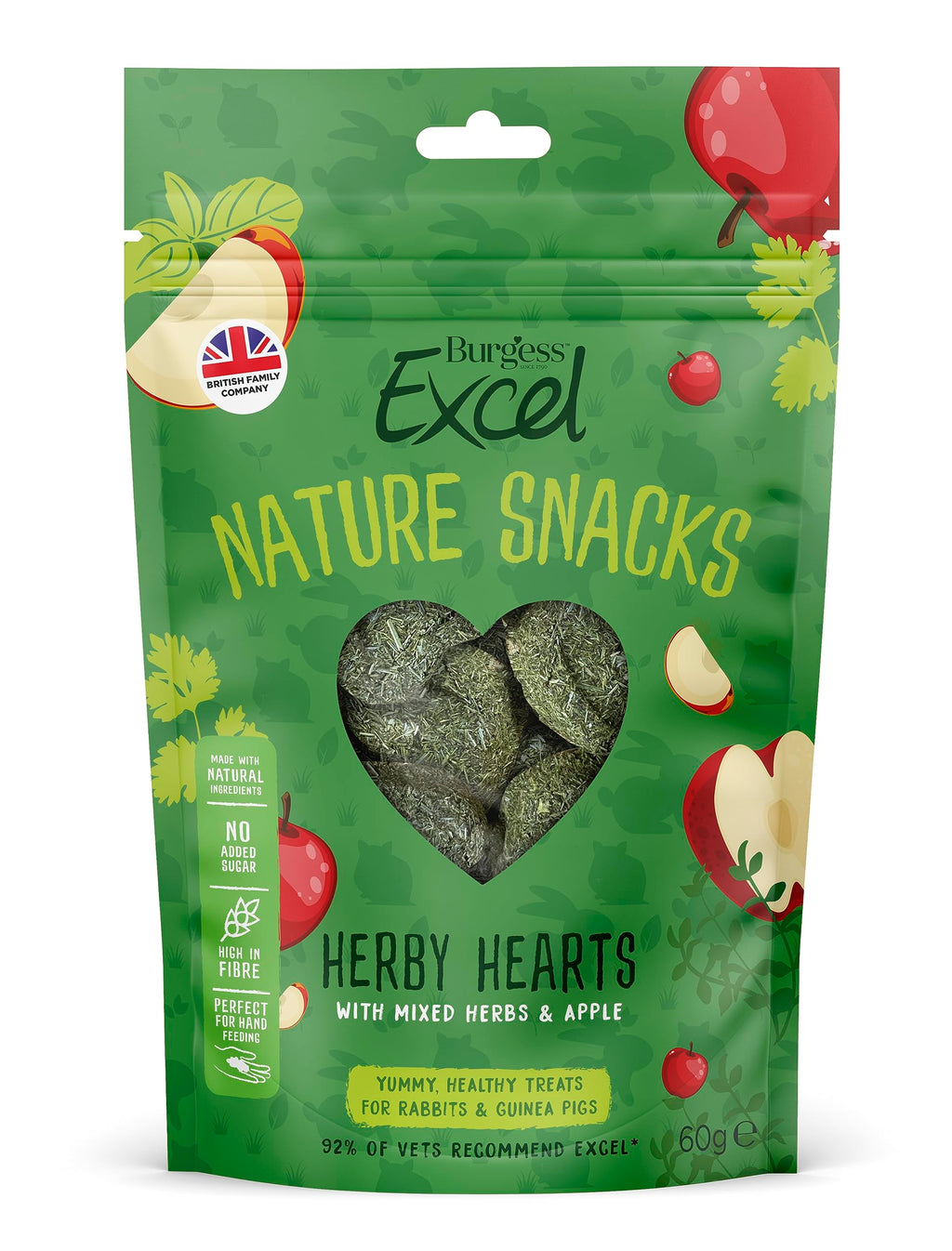 Burgess Excel Herby Hearts Treats For Rabbits and Guinea Pigs, 60g 60 g (Pack of 1) - PawsPlanet Australia