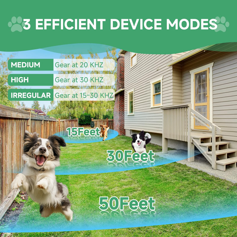 BOKKY 2 Pack Dog Bark Deterrent Devices in 3 Adjustable Modes Convertible Waterproof Anti Barking Silencer for Dog - Ideal for Outdoor and Indoor(Green) 2PACK-GREEN