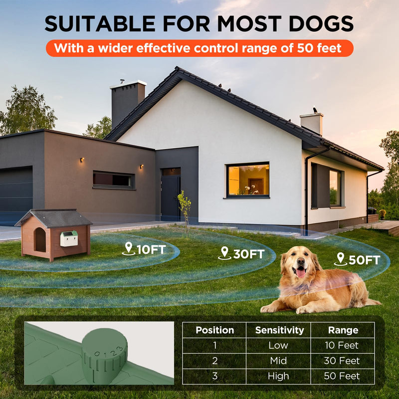 Ultrasonic Dog Bark Deterrent Devices,Anti Barking Device,Dog Barking Silencer Up to 50 FT,3 Modes,Solar and USB Dual Charging Function,Indoor Outdoor for Dogs Training & Behavior Aids,Green Green(waterproof version) - PawsPlanet Australia