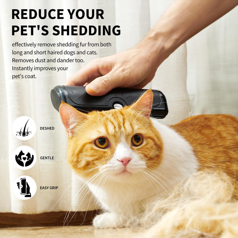 Deshedding Dog Brush and Grooming Tool – Pet Hair Remover Comb for Shedding, Easy Clean, Effective for Short and Long Hair, Professional Pet Grooming Brush for Dogs and Cats Black - PawsPlanet Australia