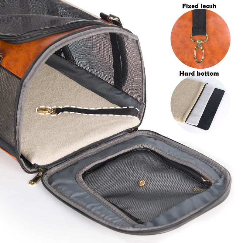 Dog Soft-Sided Carriers Pet Carrier for Small Dogs Cats, Fashion PU Leather Small Dog Carrier Pet Purse, Airline Approved Travel Pet Carrier for Puppy Kitten Small Animals Brown - PawsPlanet Australia