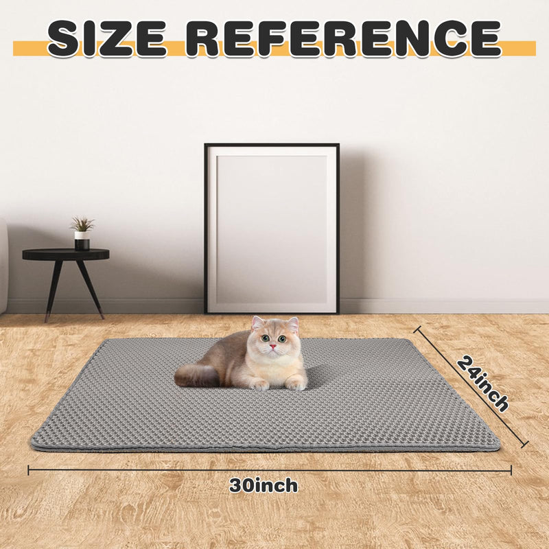 Cat Litter Mat Double Layer Waterproof Urine Proof Trapping Mat 1 Pack (Gray, 30x24 Inch) 30 x 24 Inch-1Pack - PawsPlanet Australia